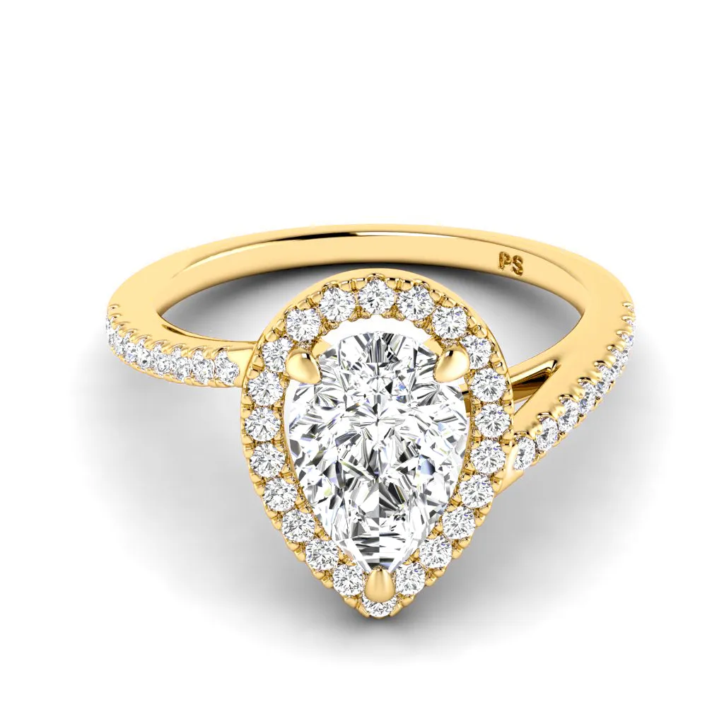 0.85-3.35 CT Round & Pear Cut Lab Grown Diamonds - Halo Ring