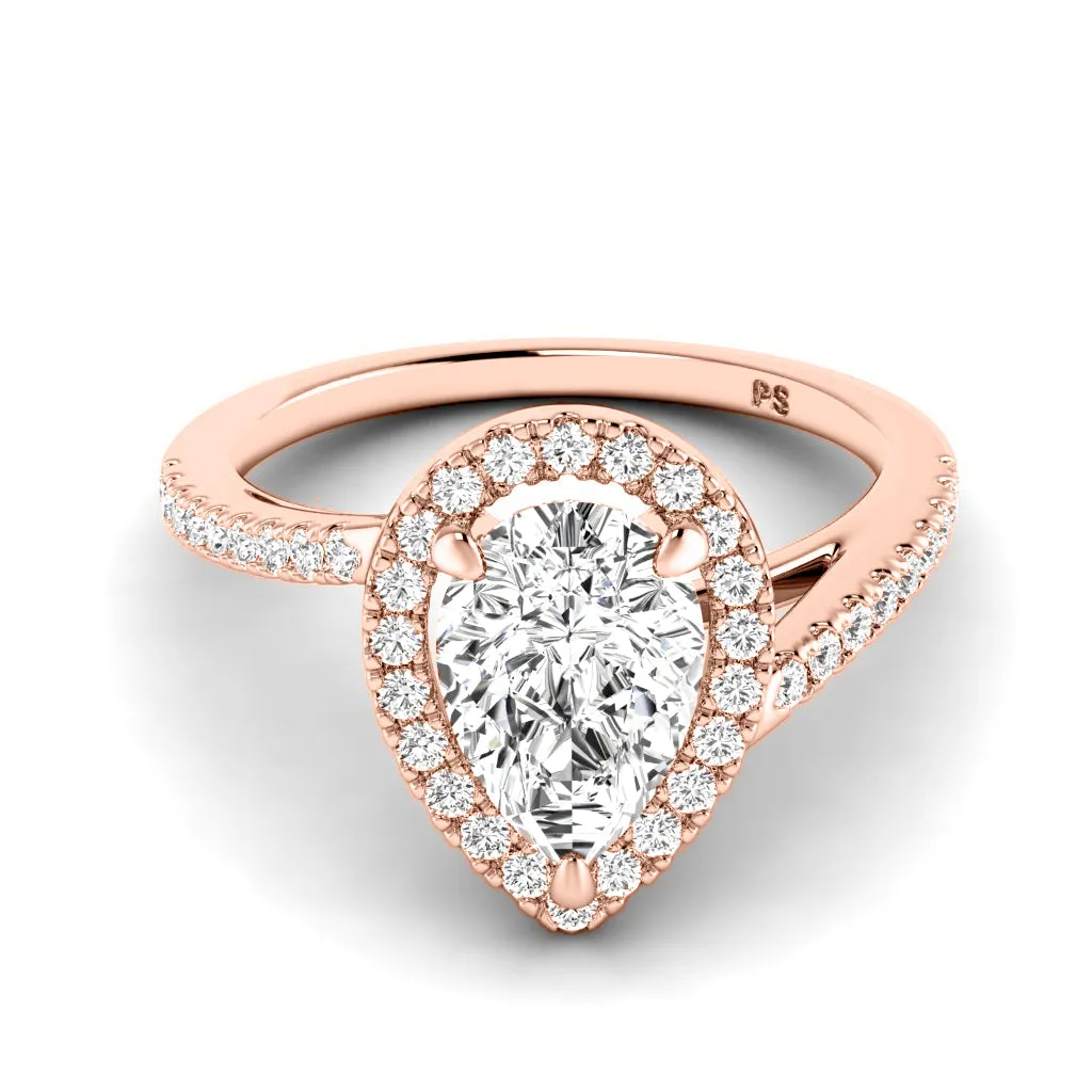0.85-3.35 CT Round & Pear Cut Lab Grown Diamonds - Halo Ring