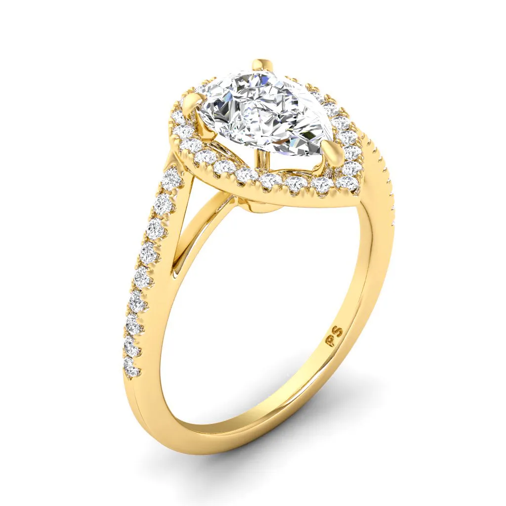 0.85-3.35 CT Round & Pear Cut Lab Grown Diamonds - Halo Ring