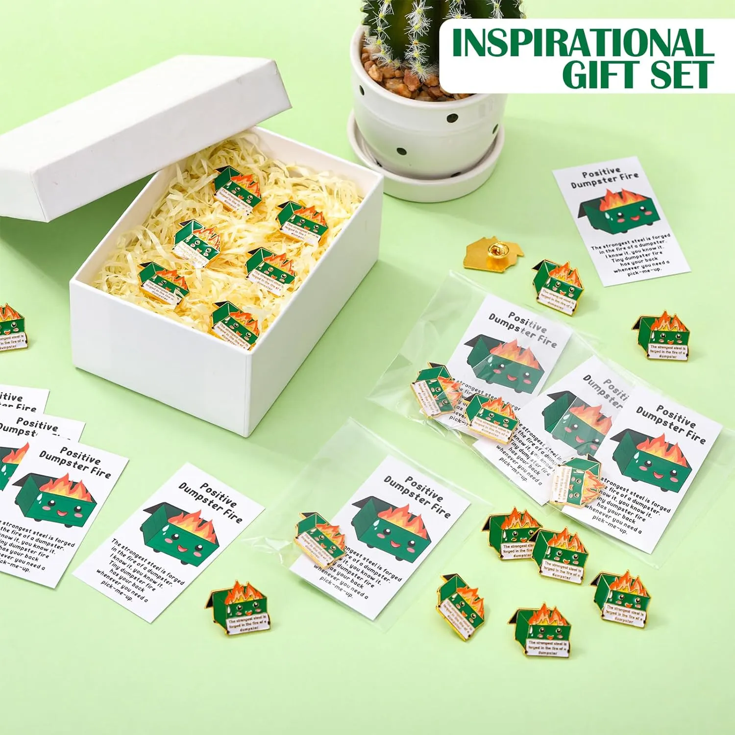 10 Sets End of Year Student Gifts Positive Dumpster Pins Motivation Cards Graduation CNA Nurses Week Gifts (Classic Colors)