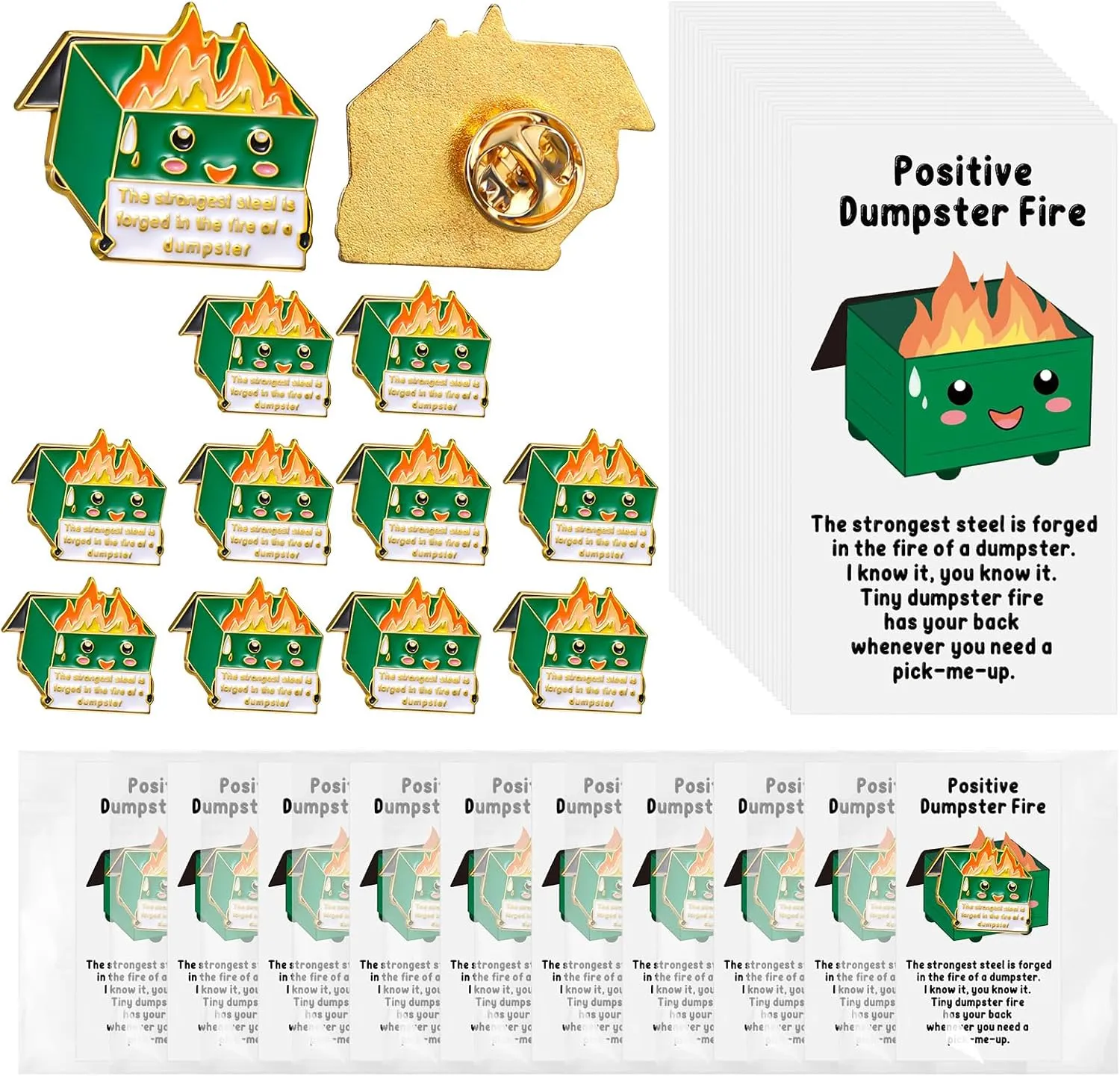 10 Sets End of Year Student Gifts Positive Dumpster Pins Motivation Cards Graduation CNA Nurses Week Gifts (Classic Colors)