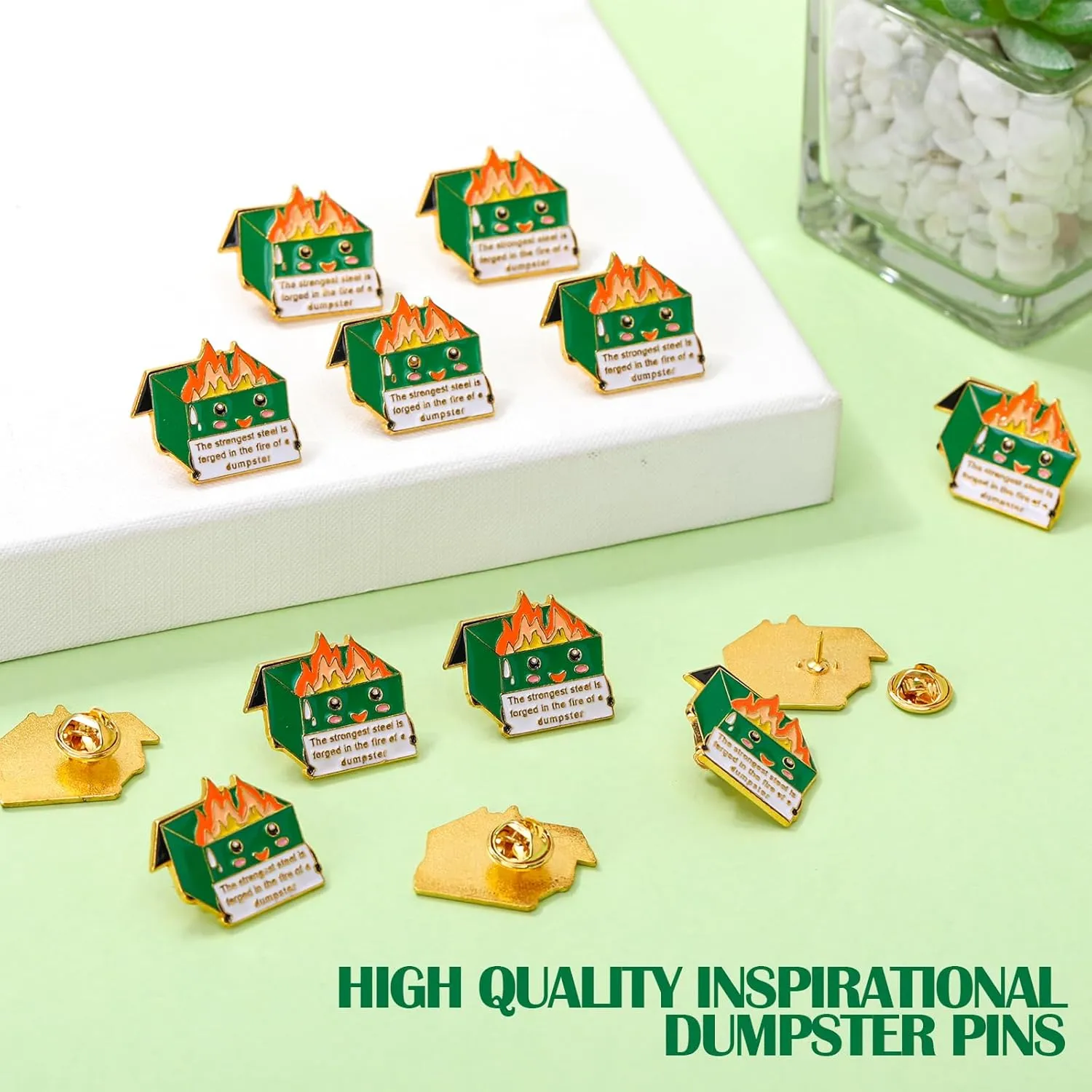 10 Sets End of Year Student Gifts Positive Dumpster Pins Motivation Cards Graduation CNA Nurses Week Gifts (Classic Colors)