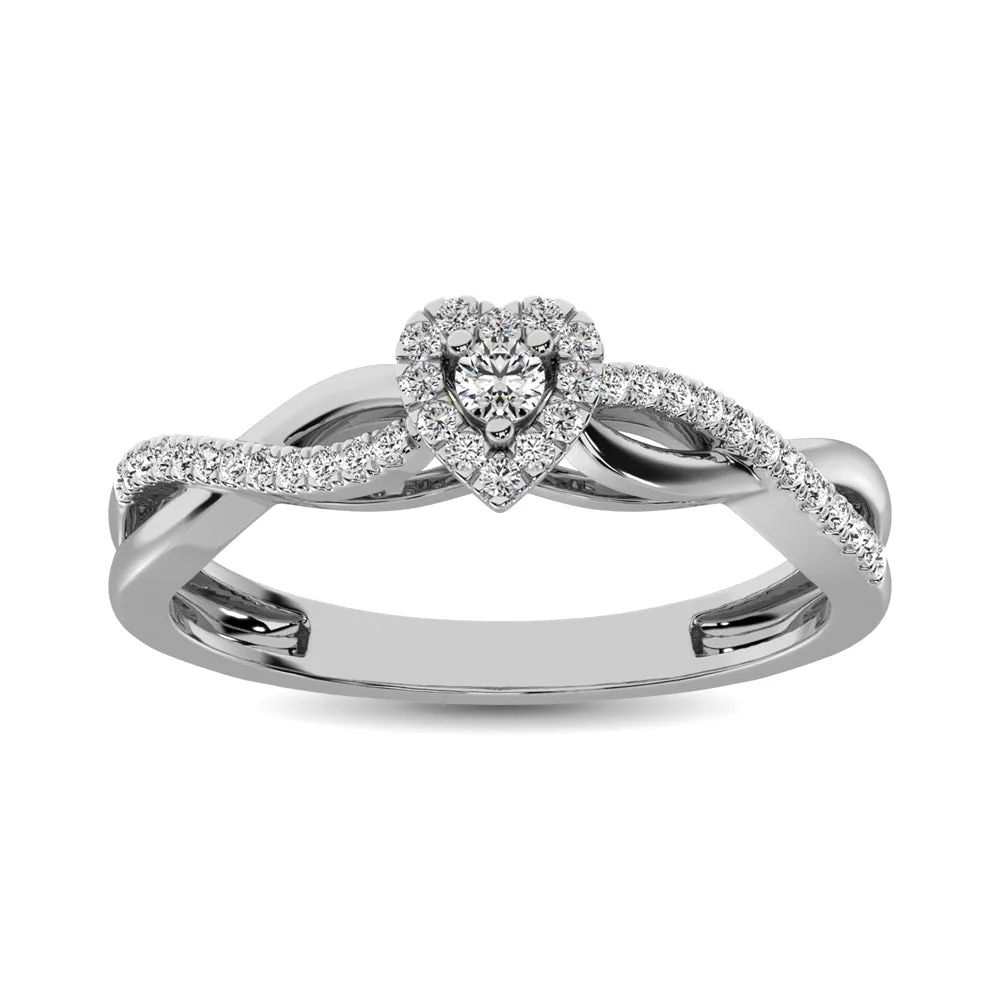 10K White Gold 1/5 Ct.Tw. Diamond Heart Ring