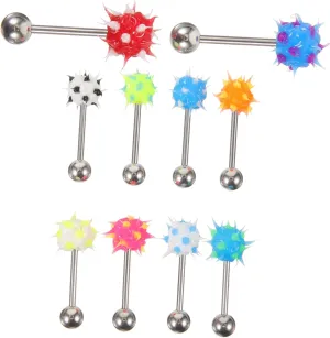 10Pcs Stylish Tongue Piercing Studs Comfortable Body Jewelry Decor Durable and Skin Friendly Material present for Body Jewelry Lovers Colors