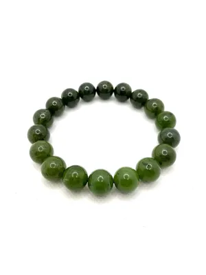 12mm Jade Bead Bracelet, Canadian Jade Bracelet, Authentic Natural Nephrite Jade Beads, Jade bracelet for him, Christmas Gift for Men