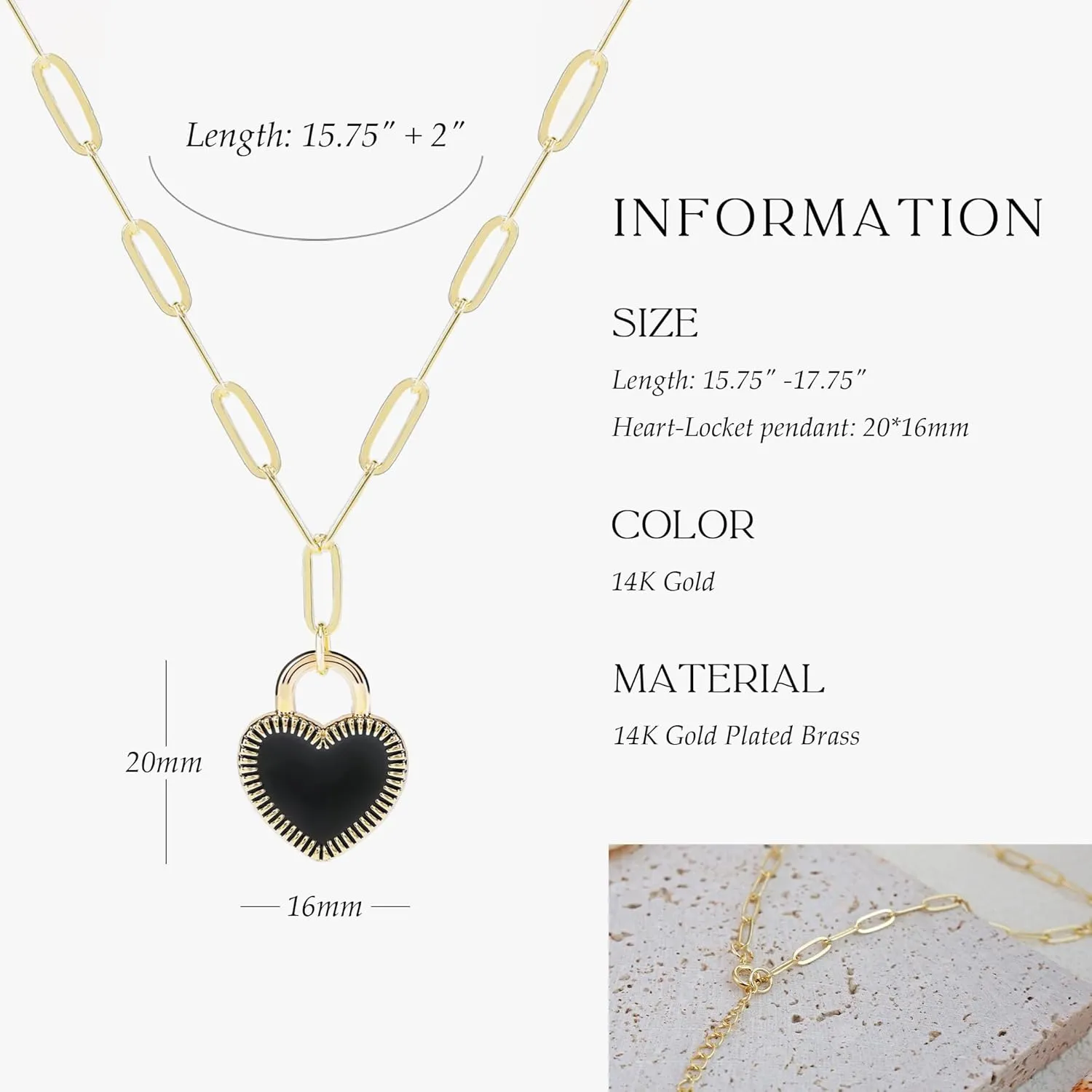 14K Gold Plated Heart Locket Necklace for Women  Elegant Minimalist Pendant with Adjustable 16"-18" Chain, Dainty Everyday Jewelry Gift for Her, Valentines Day, Birthday, Anniversary (Box Included)