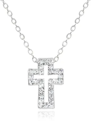 14K Gold Plated Pave Cross Necklace for Women  Dainty CZ Floating Open Cross Pendant Christian Jewelry  Non Tarnish Adjustable Chain Necklaces 19 Inch [CXN-OL]