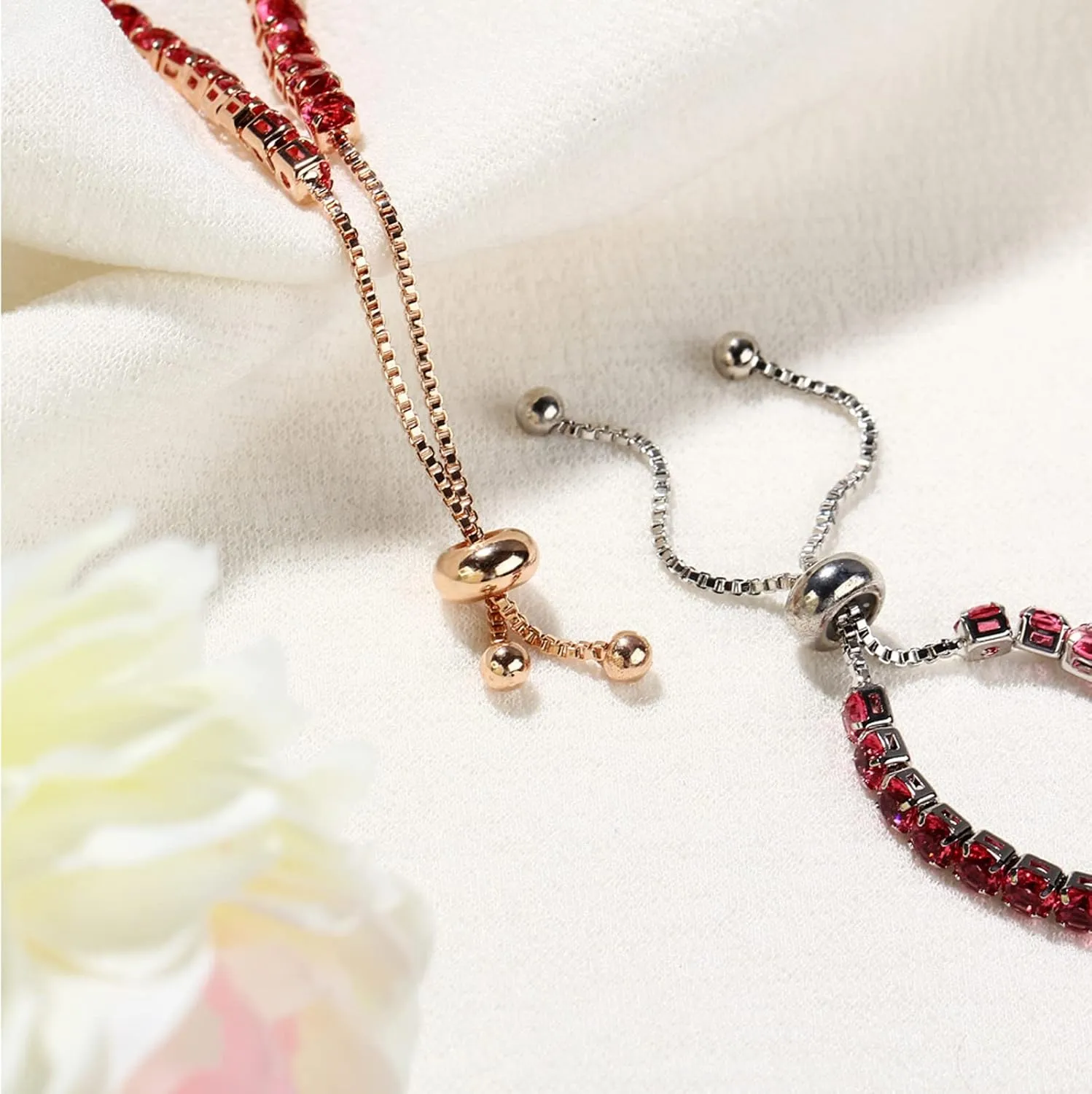 14K Gold Plated Tennis Bracelets Colorful Sparkling Cuban Zirconia Adjustable Ice Out Link Chain Slider Bangle Jewelry Dainty Bracelet for Women