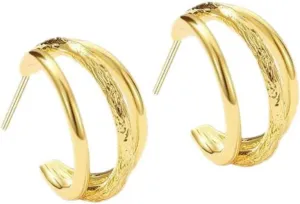 14K Gold Triple Hoop Earrings Elegant Claw Hoop Earrings S925 Sterling Silver Ear Posts Hypoallergenic for Women