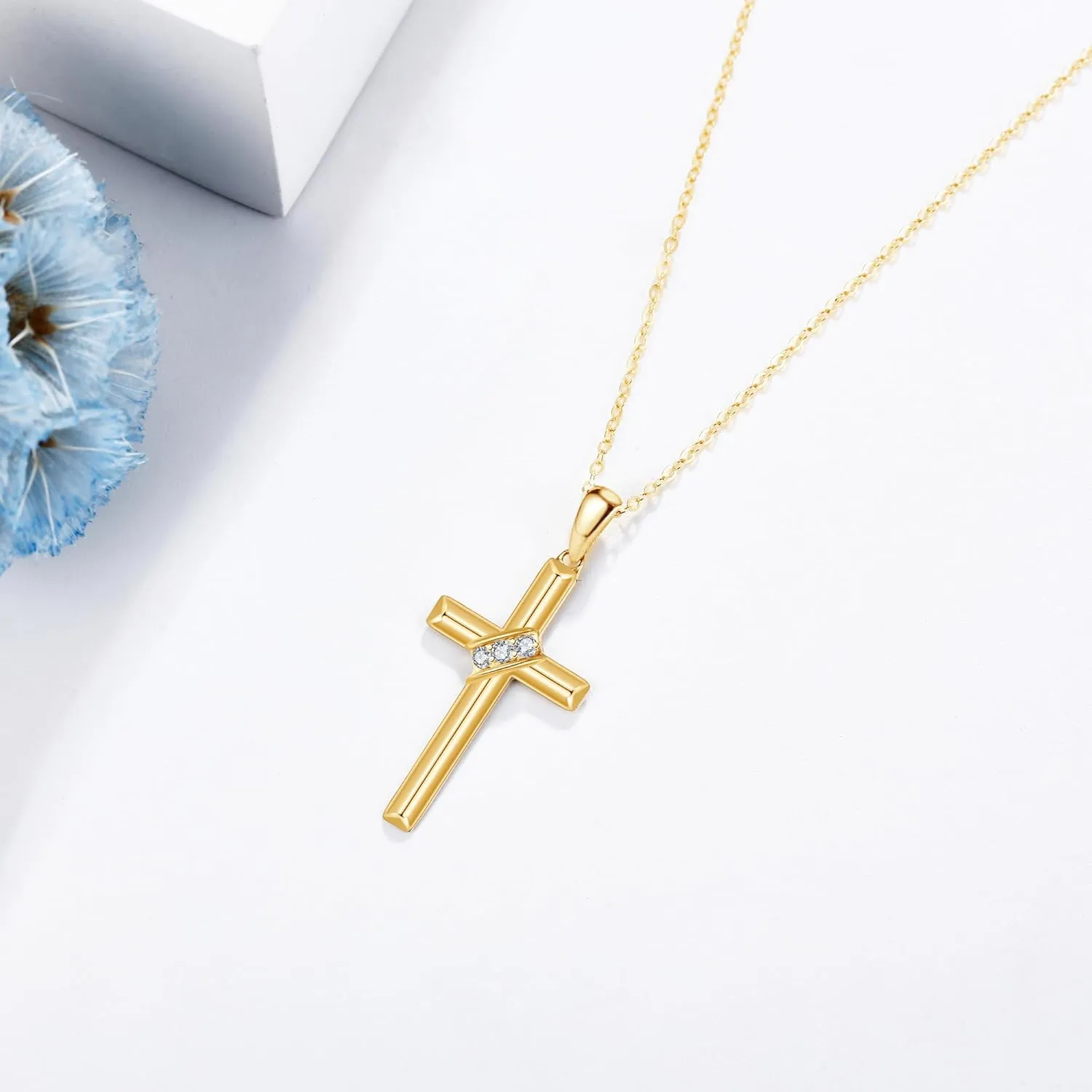 14k Real Gold Cross Infinity/Angel Wings/Horn Necklace, Delicate Pendant Gifts For Women Mom Lover, Wedding Valentines Day Christmas Gift Jewelry