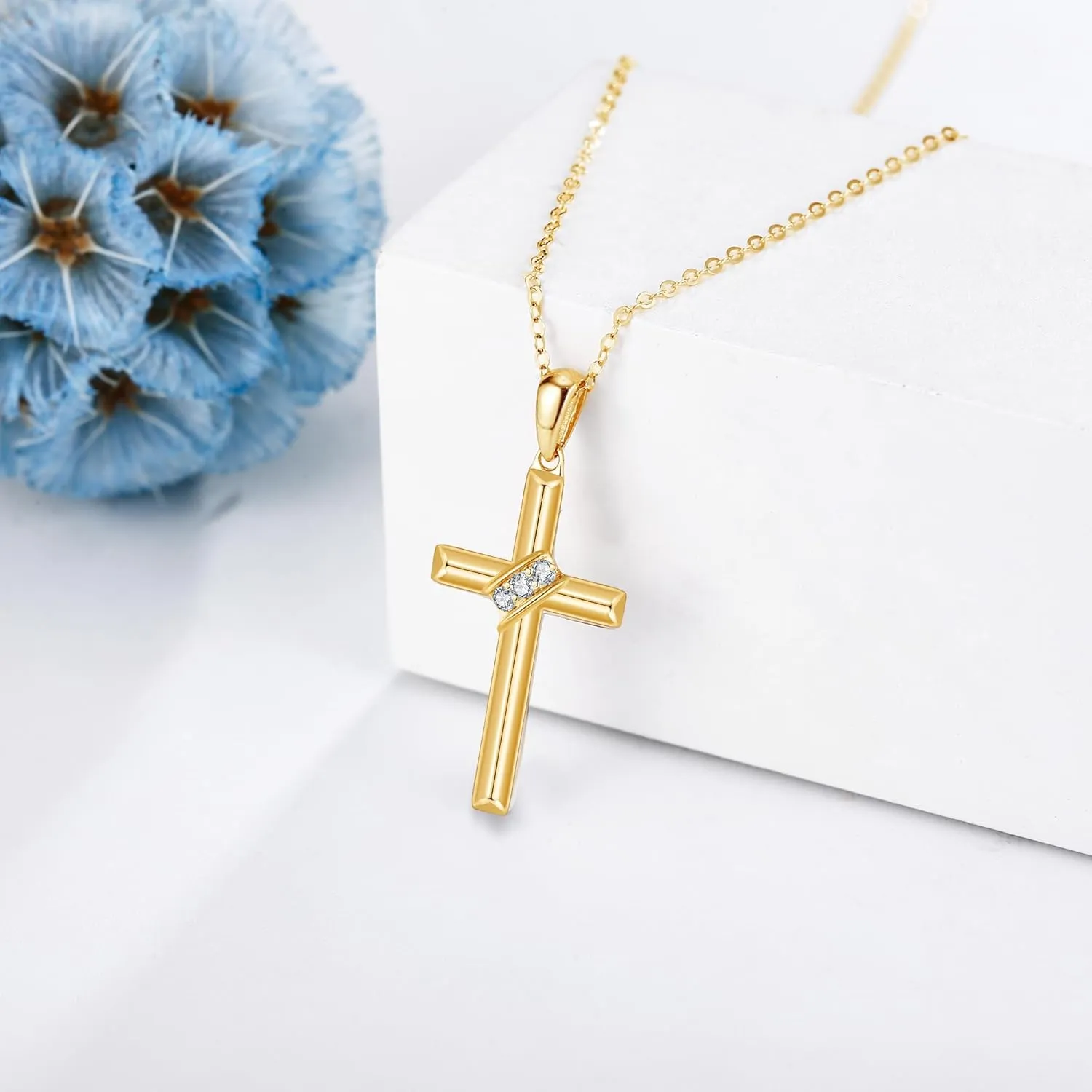 14k Real Gold Cross Infinity/Angel Wings/Horn Necklace, Delicate Pendant Gifts For Women Mom Lover, Wedding Valentines Day Christmas Gift Jewelry