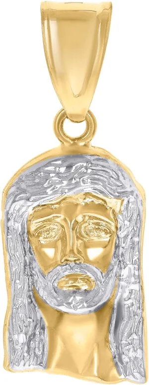 14k Two-tone Gold Mens Jesus Religious Charm Pendant