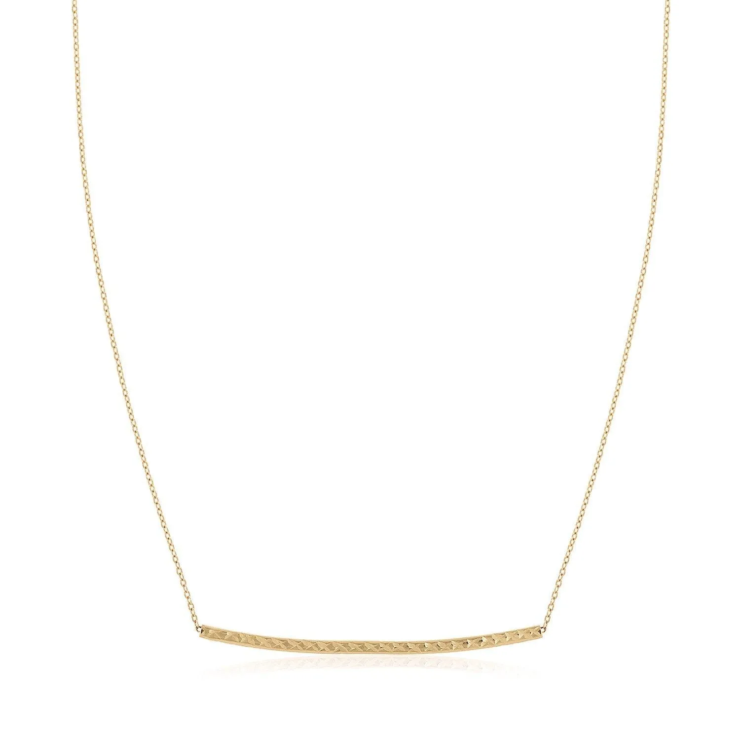 14k Yellow Gold Thin Textured Bar Necklace