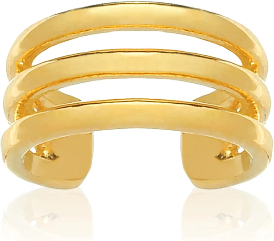 14kt Solid Gold Triple Wire Ear Cuff  Delicate Cuff  Three Band Cuff  Simple Minimalist Ear Cuff  Helix Piercing  Gift For Her.
