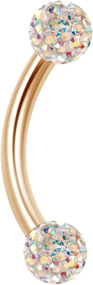 16g 5/16 8mm Curved Barbell Nose Helix Rook Rim Lobe Cartilage Eyebrow Snake Bite Tragus Ferido Crystal Balls CABB Pick Color