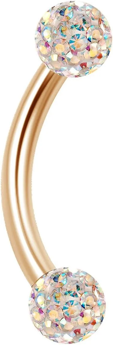 16g 5/16 8mm Curved Barbell Nose Helix Rook Rim Lobe Cartilage Eyebrow Snake Bite Tragus Ferido Crystal Balls CABB Pick Color