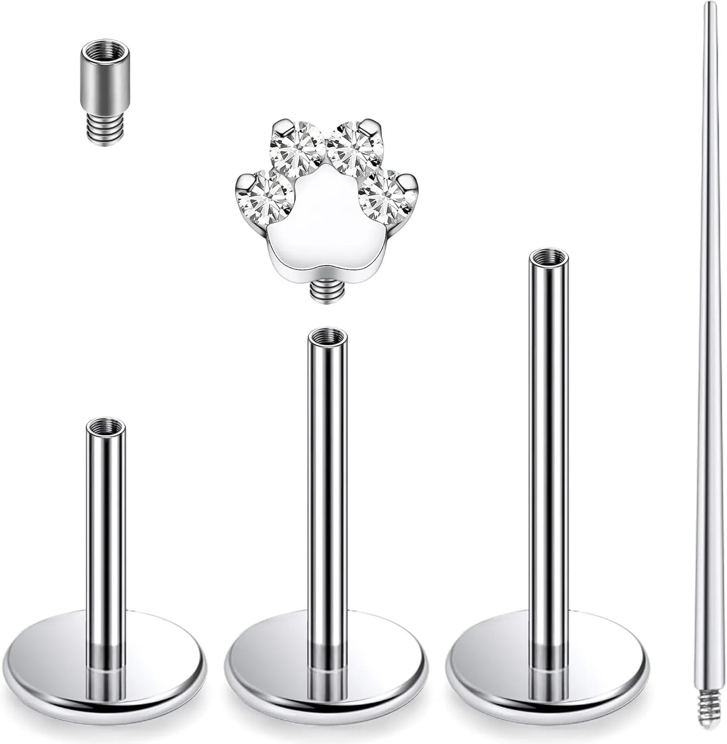 16g F136 Titanium Internal Thread lip rings Studs CZ Stud Piercing Jewelry for Tragus/Nose/Helix/Conch/Medusa/Lip/Labret - Helix Tragus Cartilage Earring for Women Men