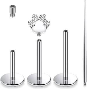 16g F136 Titanium Internal Thread lip rings Studs CZ Stud Piercing Jewelry for Tragus/Nose/Helix/Conch/Medusa/Lip/Labret - Helix Tragus Cartilage Earring for Women Men