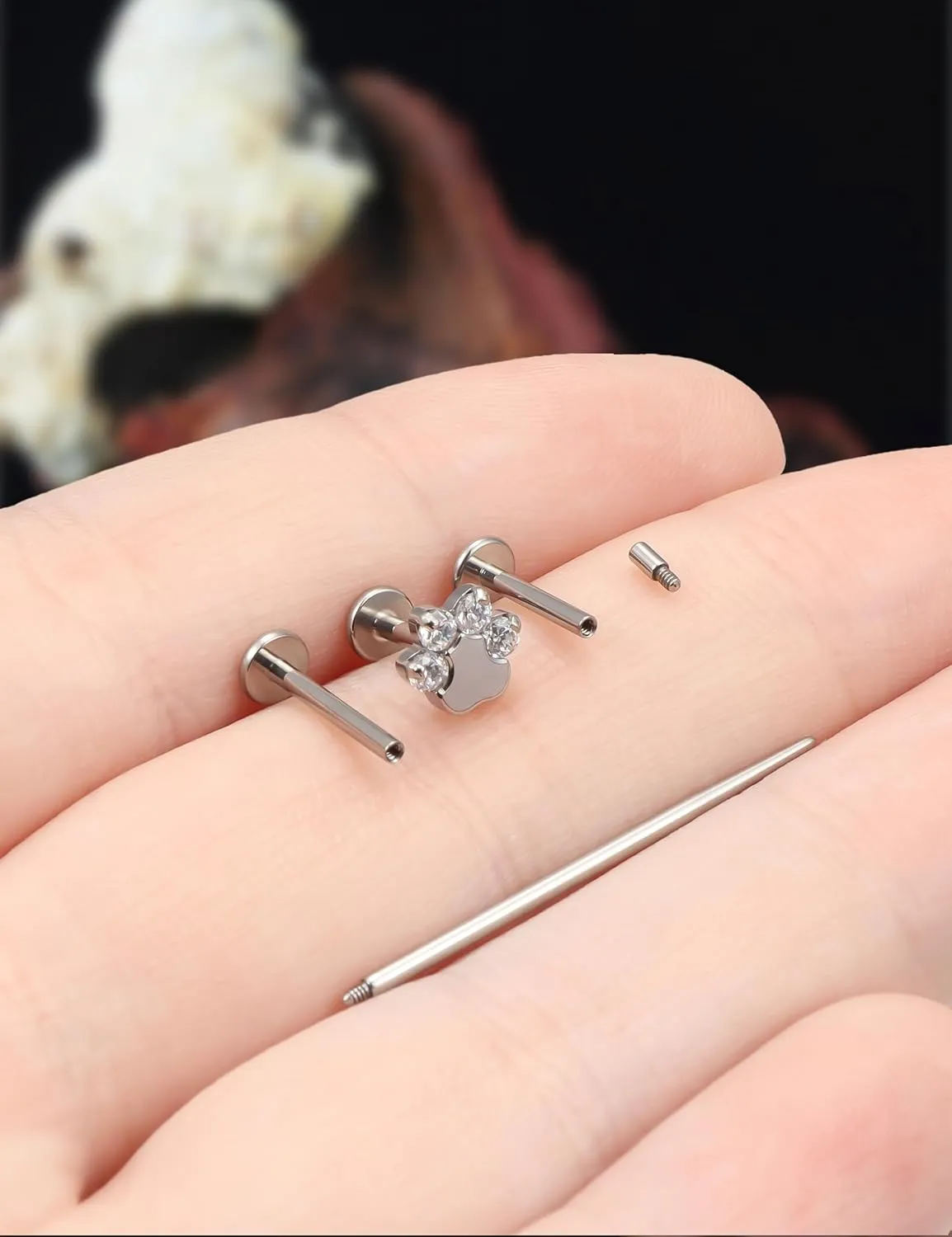 16g F136 Titanium Internal Thread lip rings Studs CZ Stud Piercing Jewelry for Tragus/Nose/Helix/Conch/Medusa/Lip/Labret - Helix Tragus Cartilage Earring for Women Men
