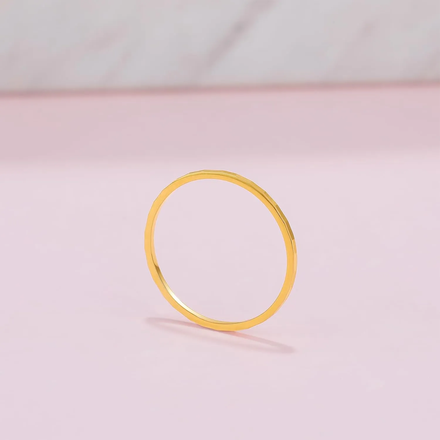 18K 750 Gold Stacking Rings Yellow Gold Band Ring for Unisex Women Men Boyfriend Girlfriend Couple Lover Simple Jewelry Ring With Gifts Box Size 14.8(46.5)-20.464.0 KH016028