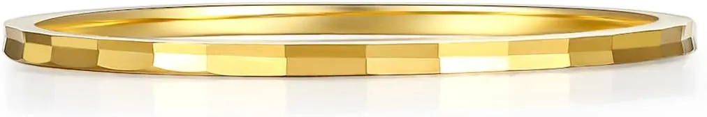 18K 750 Gold Stacking Rings Yellow Gold Band Ring for Unisex Women Men Boyfriend Girlfriend Couple Lover Simple Jewelry Ring With Gifts Box Size 14.8(46.5)-20.464.0 KH016028