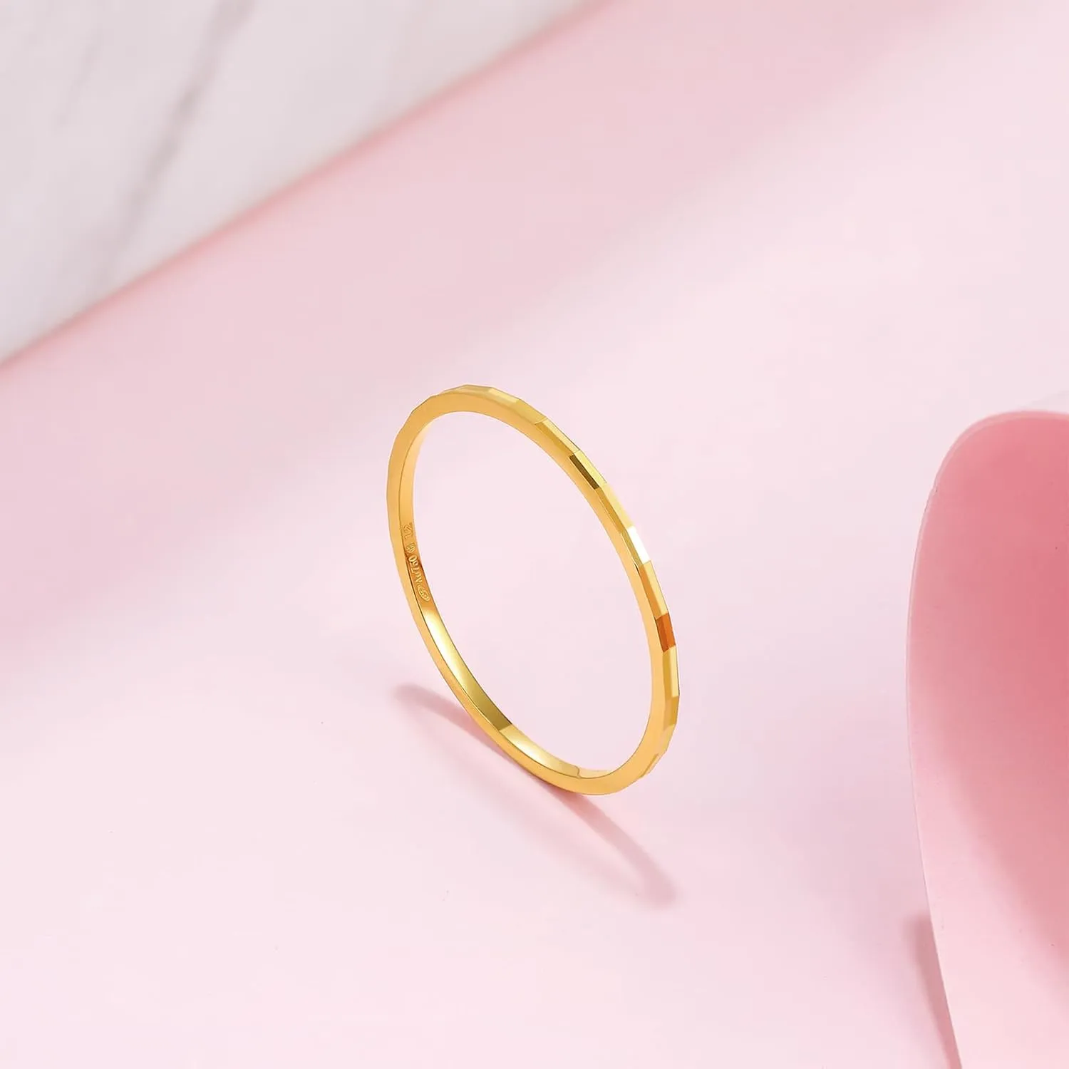 18K 750 Gold Stacking Rings Yellow Gold Band Ring for Unisex Women Men Boyfriend Girlfriend Couple Lover Simple Jewelry Ring With Gifts Box Size 14.8(46.5)-20.464.0 KH016028