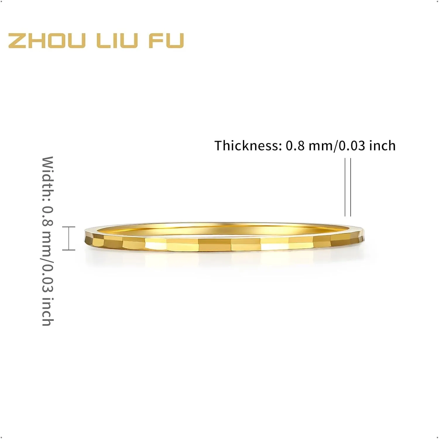 18K 750 Gold Stacking Rings Yellow Gold Band Ring for Unisex Women Men Boyfriend Girlfriend Couple Lover Simple Jewelry Ring With Gifts Box Size 14.8(46.5)-20.464.0 KH016028