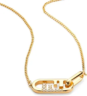 18K Gold Letter F Women's Necklace French Retro High-End Temperament CZ Pendant Necklace for Elegant Women Jewelry Ideal Gift-6 (Gold)