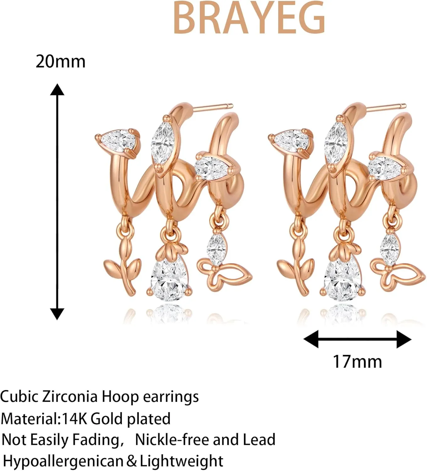 18K Gold Plated Cross Diamond Set Ball Pendant Hoop Earrings for Women, Fashion Diamond Pendant Gold Earrings, Delicate Hoop Earrings for Women