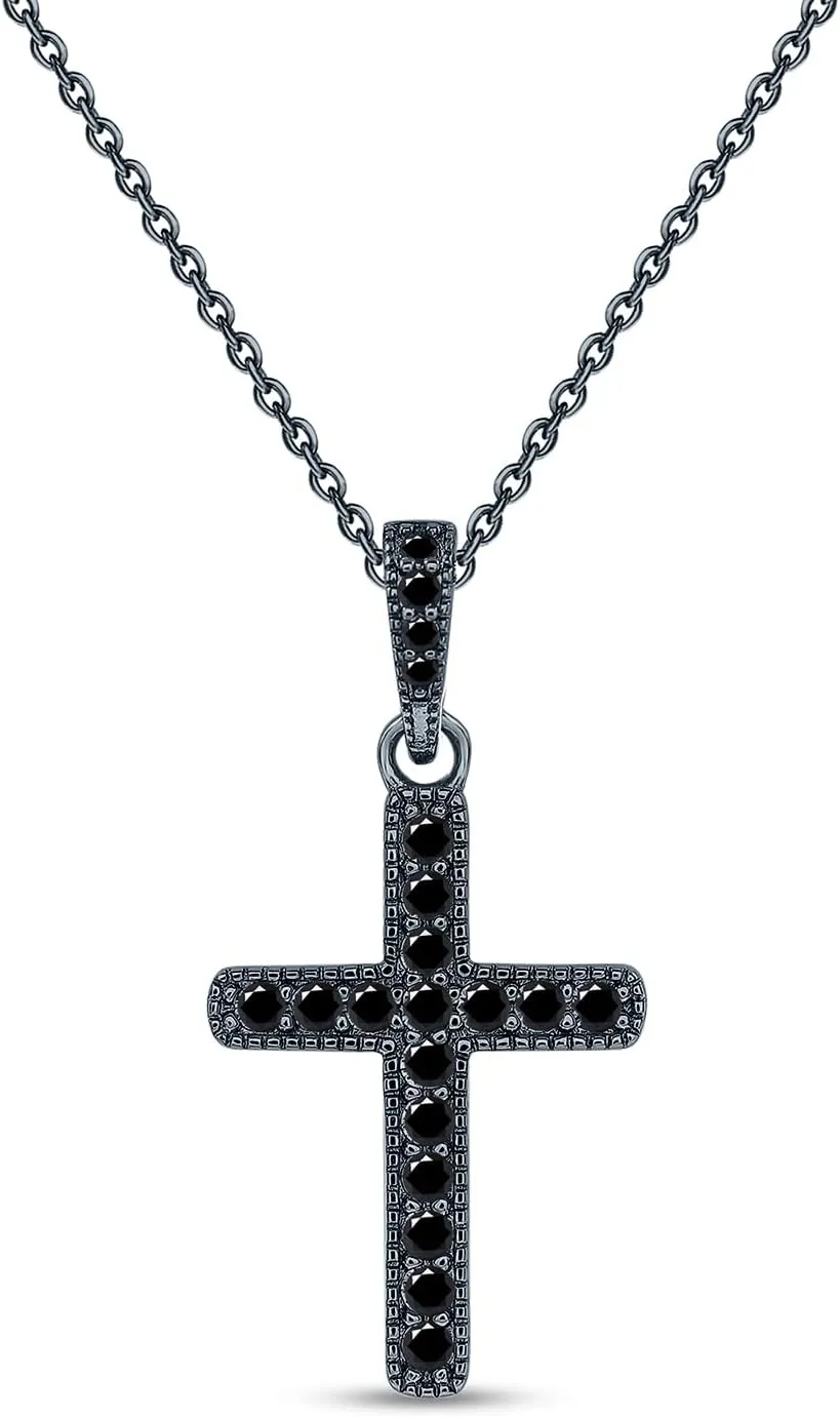 18K Gold Plated Moissanite Cross Necklace | 0.36 Ctw Moissanite Diamond Jesus Christian Religious Crucifix Pendant Necklace for Men Women | 16" 2 Adjustable Chain