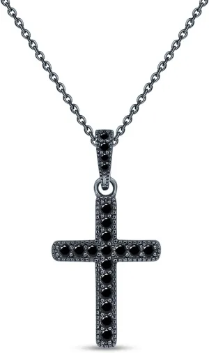 18K Gold Plated Moissanite Cross Necklace | 0.36 Ctw Moissanite Diamond Jesus Christian Religious Crucifix Pendant Necklace for Men Women | 16" 2 Adjustable Chain