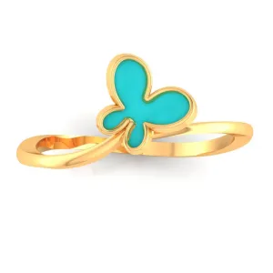 18k Gold Ring With A Butterfly On Top
