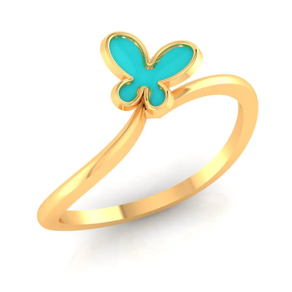 18k Gold Ring With A Butterfly On Top