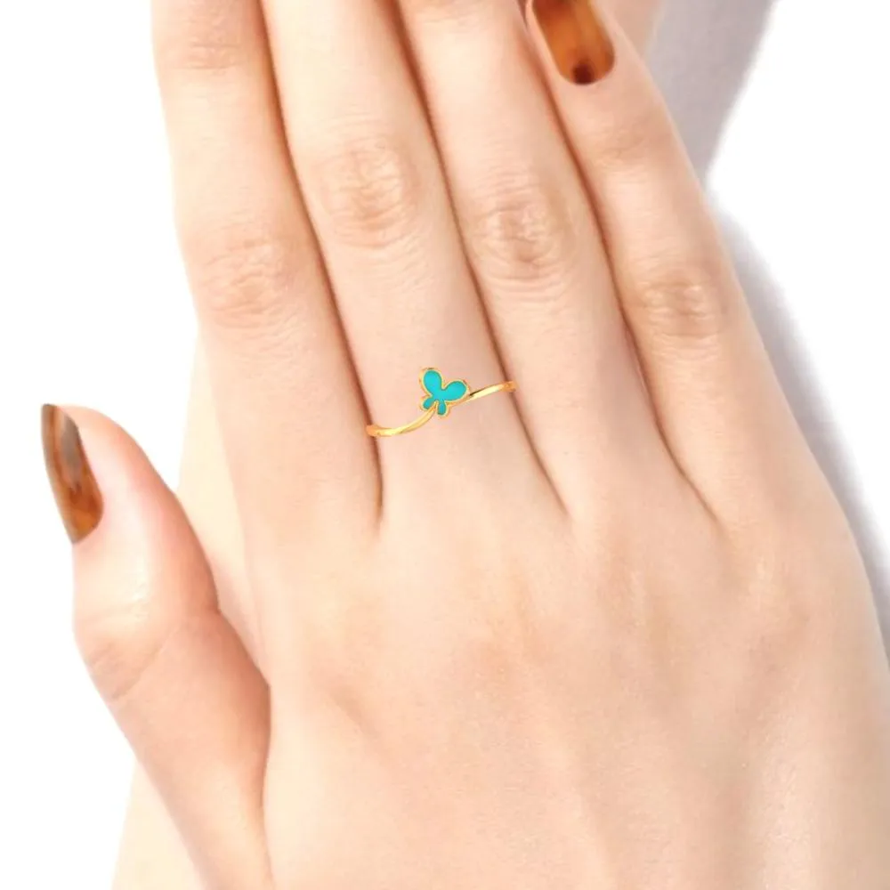 18k Gold Ring With A Butterfly On Top