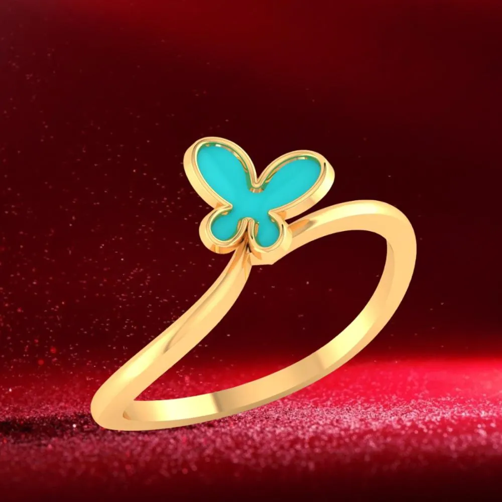 18k Gold Ring With A Butterfly On Top