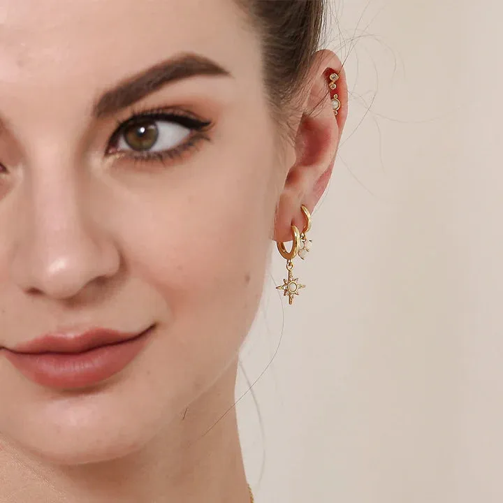 18k/925 Vermeil Starburst Earring with Opal and CZ Stones
