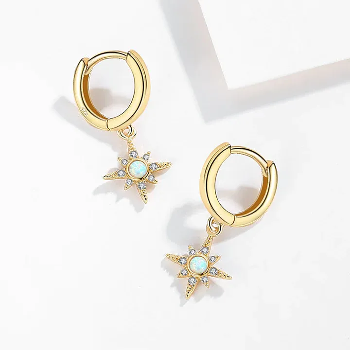 18k/925 Vermeil Starburst Earring with Opal and CZ Stones