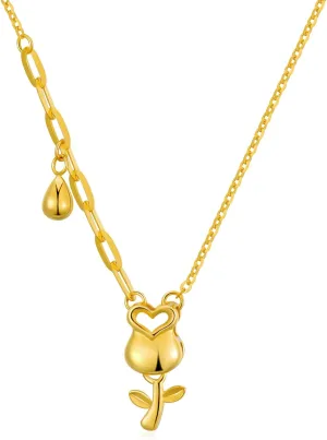 18kt Real Gold Heart Necklaces for Women, Forever Love You Gold Luster Love Hearts Pendant Anniversary Jewelry Gifts for Her, Mom, Wife, 18 Inch