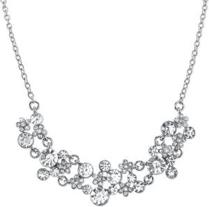 1928 Jewelry Silver-Tone Clear Crystal Cluster Necklace For Women 16"