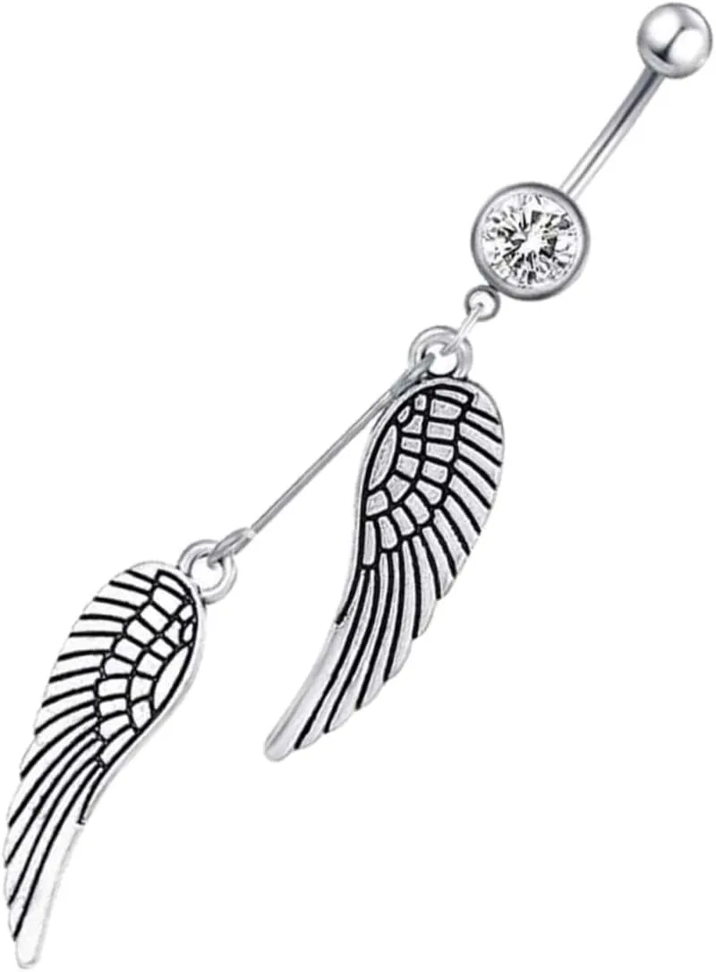 1Pc Angel Wing Belly Button Ring Delicate Belly Piercing Jewelry Wing Shaped Navel Decor for Women Piercing Accessory for Everyday Wear