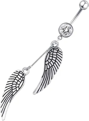 1Pc Angel Wing Belly Button Ring Delicate Belly Piercing Jewelry Wing Shaped Navel Decor for Women Piercing Accessory for Everyday Wear