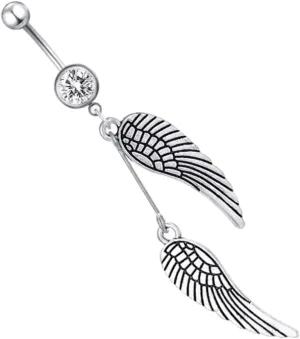 1Pc Angel Wing Navel Ring Belly Piercing Jewelry Wing Shaped Belly Jewelry Decoration for Women Stylish Angel Wing Design Navel Piercing Accessory
