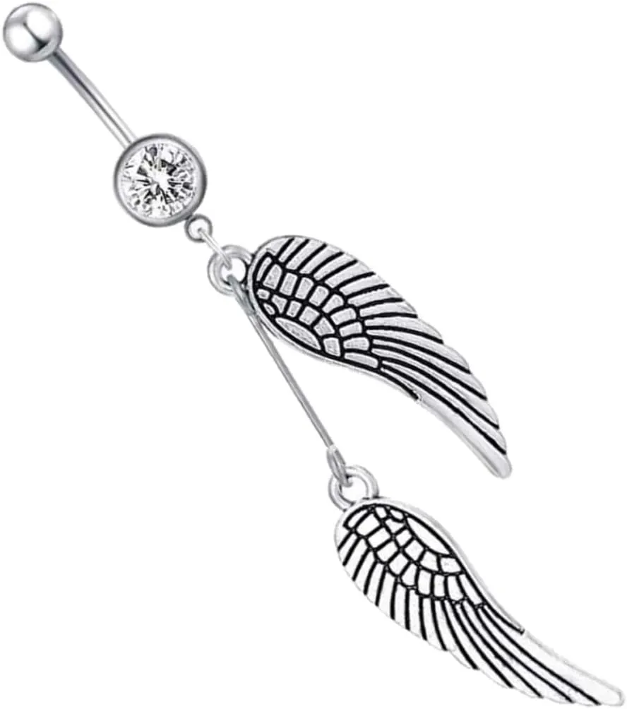 1Pc Angel Wing Navel Ring Belly Piercing Jewelry Wing Shaped Belly Jewelry Decoration for Women Stylish Angel Wing Design Navel Piercing Accessory