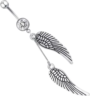 1Pc Angel Wing Navel Ring Stylish Belly Button Piercing Jewelry Accessory for Women Elegant Design for Navel Piercing Decor