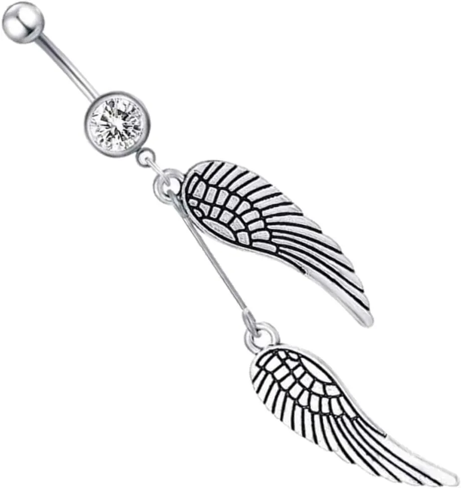 1Pc Angel Wing Navel Ring Stylish Belly Button Piercing Jewelry Accessory for Women Elegant Design for Navel Piercing Decor
