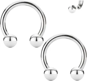 2 Pc Internal Threaded Horseshoe Nose Lip Septum Tongue Ring Piercing 14G 12 mm Body Unique Jewelry Delicate Design Piercing Steel Surgical For Women