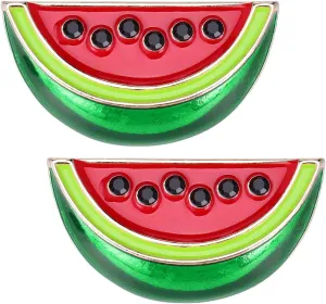 2 Pcs Watermelon Brooch - Cute Fruit Brooch Pin, Metal Women's Lapel Pin, Alloy Cartoon Stylish Summer Beach Party Clothing Jewelry Decoration for Hat, Clothing, Dress