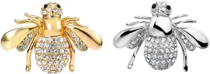 2 Pcs Western Style Bee Insect Crystal Brooches Wasp Flying Wing Crystal Pins for Women Girls Jewelry Gifts