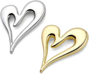 2 Pieces Brooch Pins Heart Gold Lapel Hijab Brooches for Women Fashion Jewelry (Gold Silver)