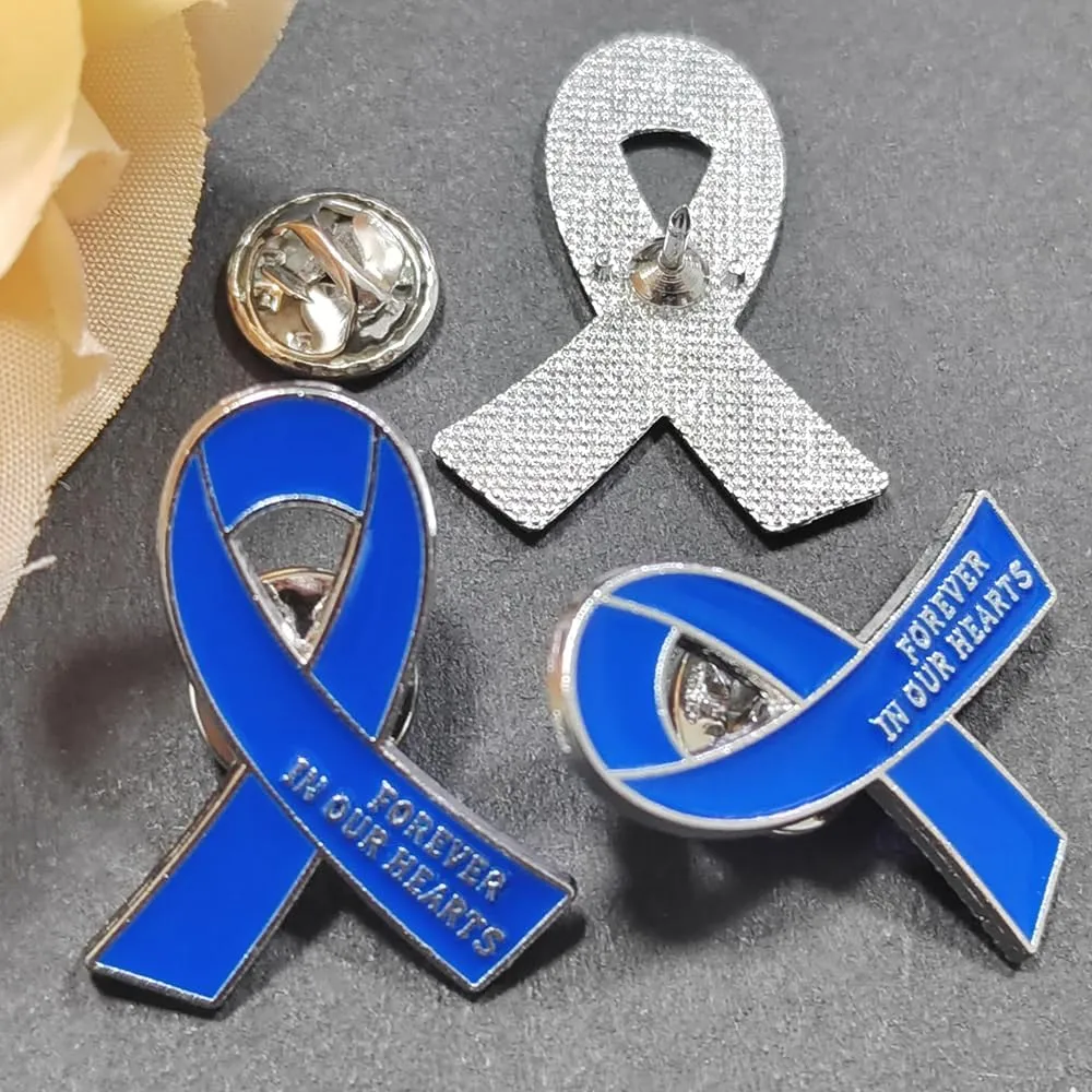 20 Pcs Funeral Ribbon Awareness Pins Memorial Lapel Brooches Forever In Our Hearts For Mourning Event